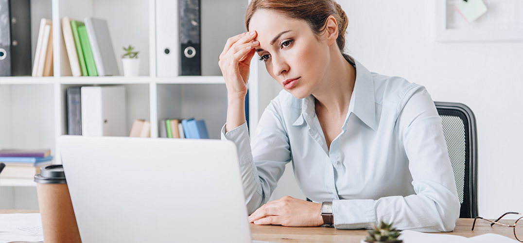 Business woman frustrated by bad print supplies