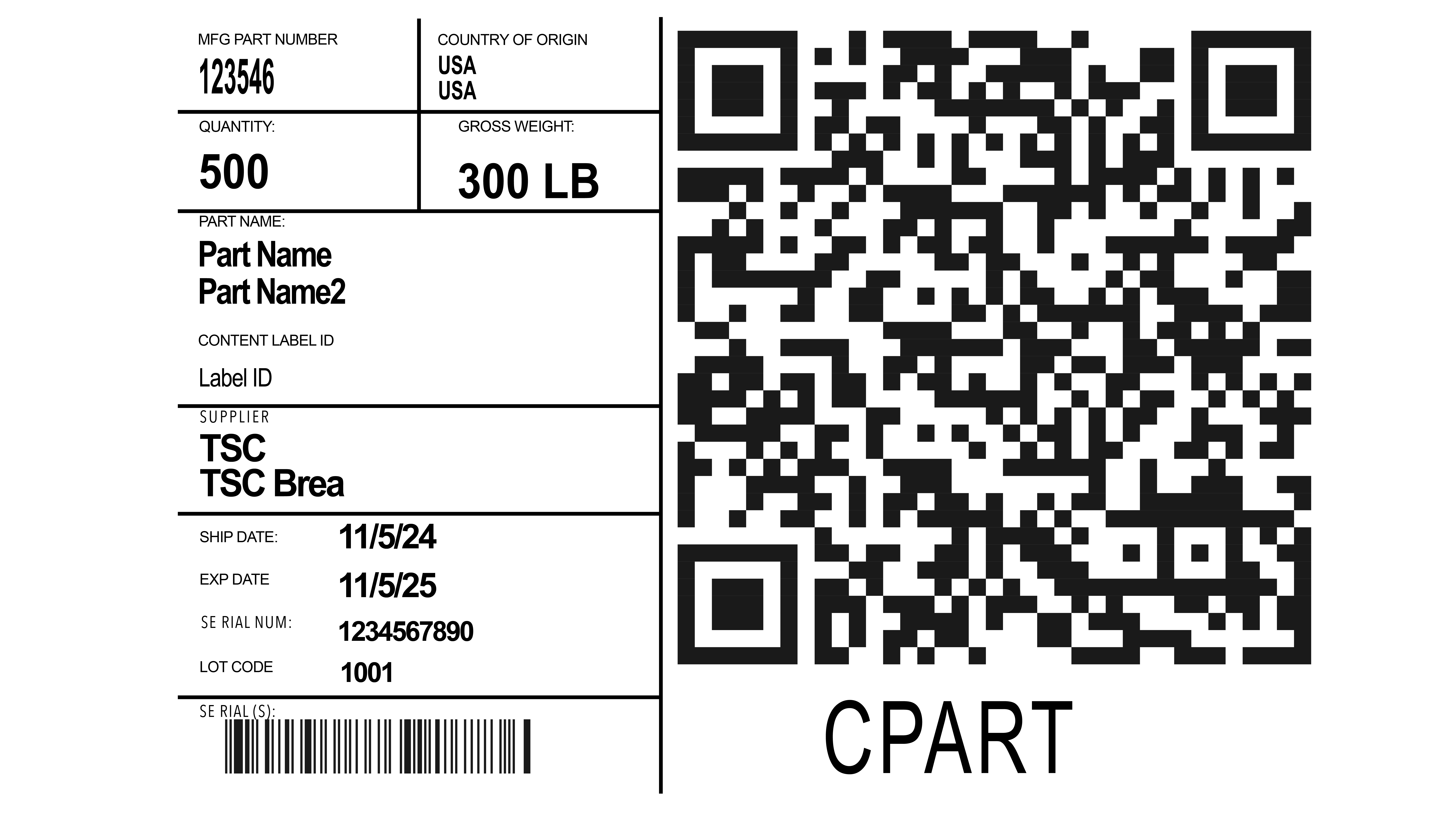 TSC QR Custom Tailored Printing Label