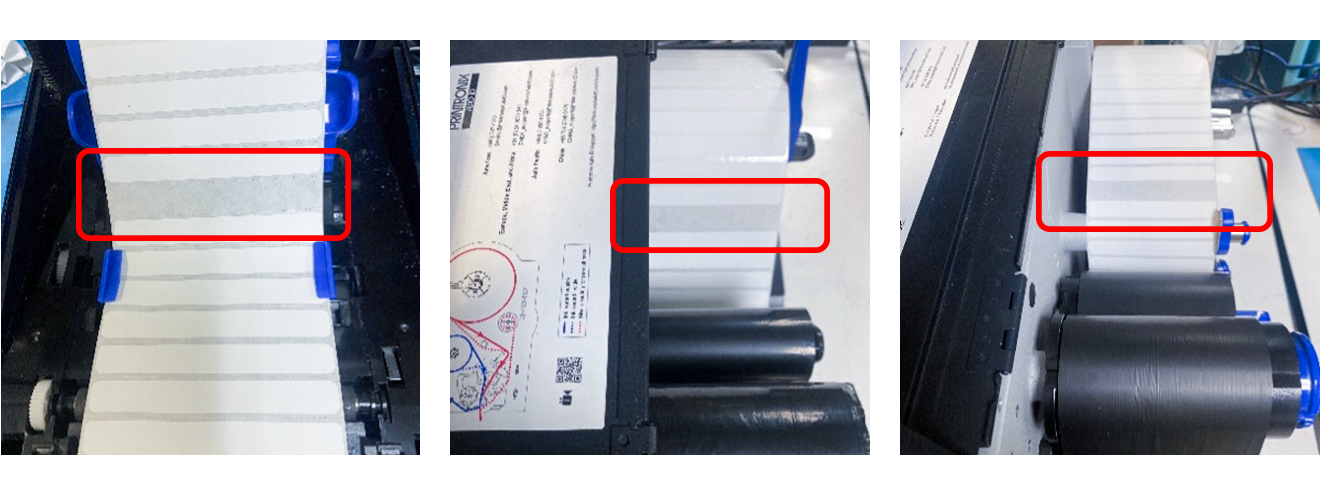 Figure 1: T800 / T4000 / T6000e Calibration with Gap Peel-Away Labels – Two RFID Labels Removed